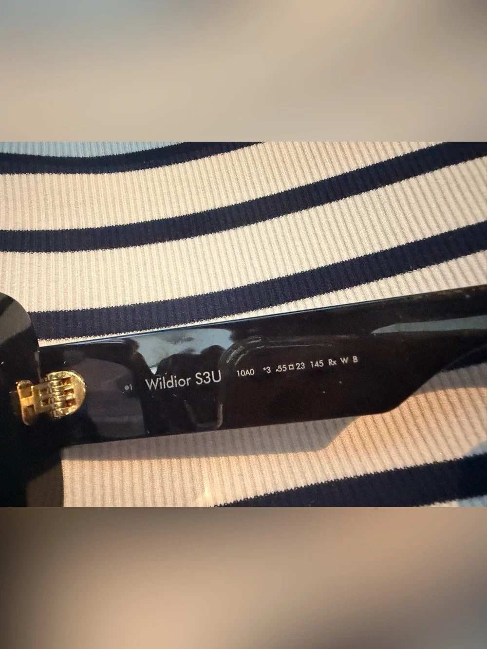 Dior Black Gloss Frame Sunglasses with Gold Logo